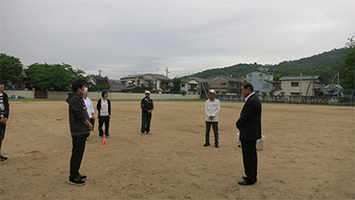 ニュースポーツ会場で挨拶