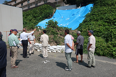 崩落した法面